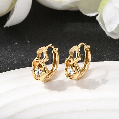 Valentine's Day 304 Stainless Steel Rhinestone Hoop Earrings EJEW-P344-03G-1