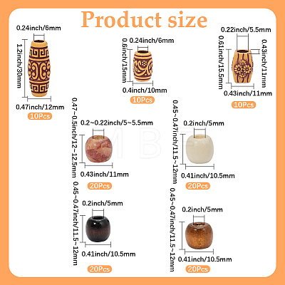 110Pcs 7 Styles Plastic and Wood Beads KY-PA0001-18-1
