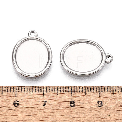 304 Stainless Steel Pendant Cabochon Settings STAS-T067-69P-1
