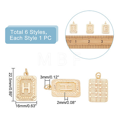 6Pcs 6 Style Brass Pendants KK-AR0003-66-1