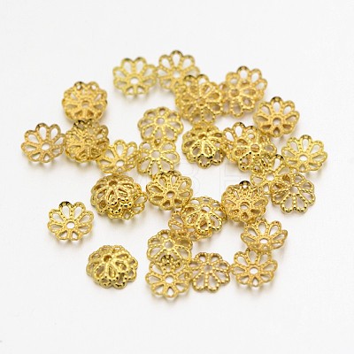 Filigree Multi-Petal Brass Bead Caps KK-N0088-07G-1