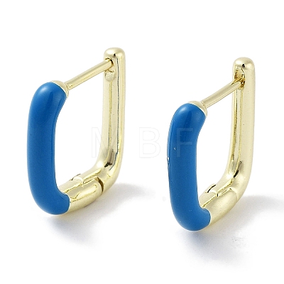 Real 18K Gold Plated Brass Enamel Rectangle Hoop Earrings for Women EJEW-L269-112G-1