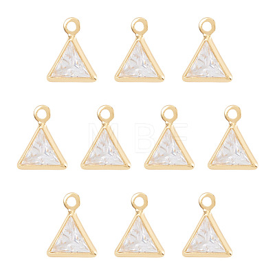 10Pcs Brass Micro Pave Cubic Zirconia Triangle Charms KK-TADJ0001-25-1