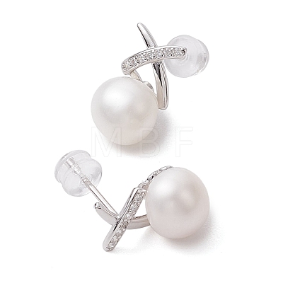 Natural Pearl Ear Studs EJEW-P286-20P-1