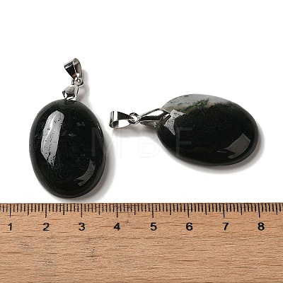 Natural Moss Agate Pendants G-Z055-03P-08-1