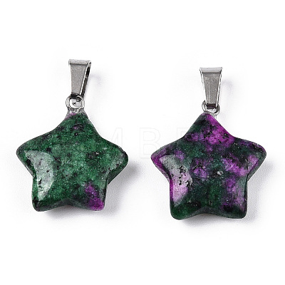 Star Dyed Natural Ruby in Zoisite Pendants G-Q367-19-1