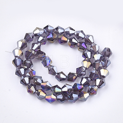 Electroplate Glass Beads Strands EGLA-Q118-6mm-B02-1
