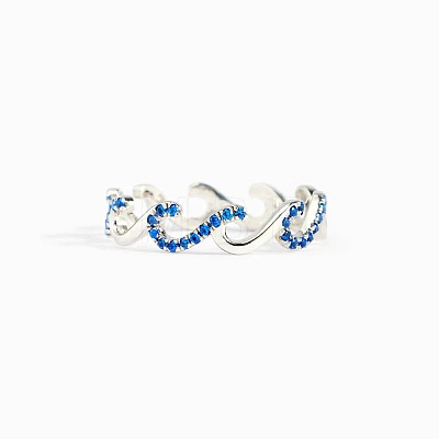 Wave Shaped 925 Sterling Silver Micro Pave Cubic Zirconia Finger Rings FS-WGA19D0-02-1