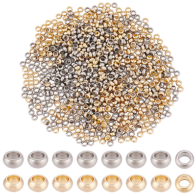800Pcs 2 Colors 304 Stainless Steel Spacer Beads STAS-BBC0009-75C-1