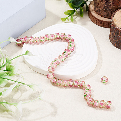 1 Strand Handmade Lampwork Inner Flower Rondelle Beads Strands LAMP-TA0002-72J-1