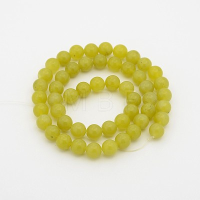 Natural Olive Jade Round Bead Strands G-P070-32-8mm-1