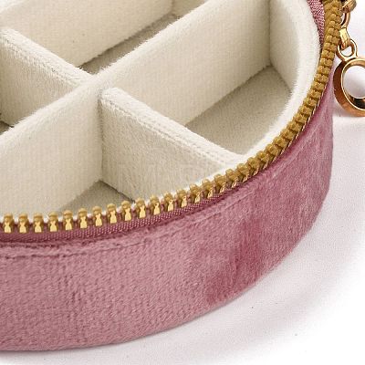 Round Velvet Jewelry Storage Zipper Boxes CON-P021-02A-1