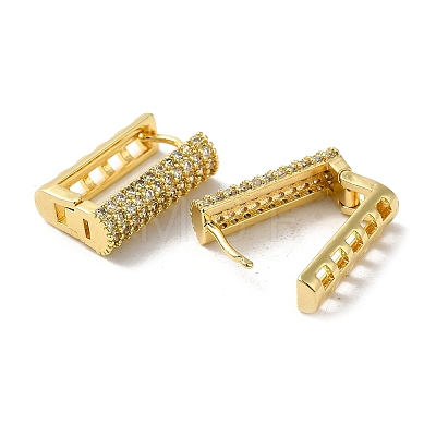Rectangle Shape Rack Plating Brass Micro Pave Cubic Zirconia Hoop Earrings KK-E084-40G-1