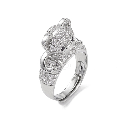 Cubic Zirconia Bear Adjustable Ring RJEW-K240-07P-1