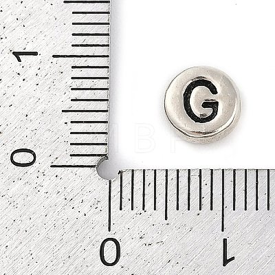 925 Sterling Silver Flat Round with Letter Beads STER-G044-01AS-G-1