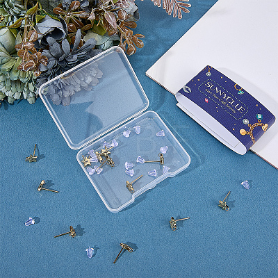 16Pcs Brass Micro Pave Clear Cubic Zirconia Stud Earring Findings MAK-SC0001-20B-1