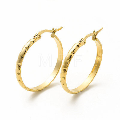 201 Stainless Steel Grooved Hoop Earrings with 304 Stainless Steel Pins for Women EJEW-M214-06D-G-1