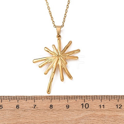 304 Stainless Steel Flower Pendant Cable Chain Necklaces for Men Women NJEW-K308-05G-G-1