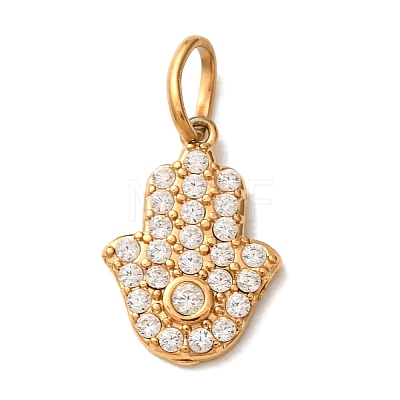 304 Stainless Steel Micro Pave Clear Cubic Zirconia Charms CU-CBA703A-12G-1