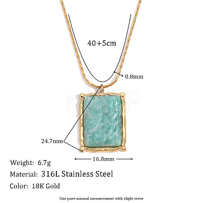316L Surgical Stainless Steel with Natural Amazonite Pendant Necklaces WGEA815-03-1