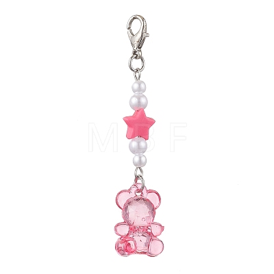 Transparent Acrylic Bear Star Pendant Decoraton X1-HJEW-JM02025-1