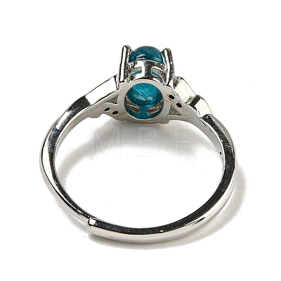 Oval Natural Apatite Adjustable Rings RJEW-Q818-01P-09A-1