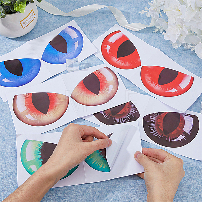 SUPERFINDINGS 5 Sheets 5 Colors Eye Shape Waterproof PVC Car Stickers FIND-FH0008-63-1