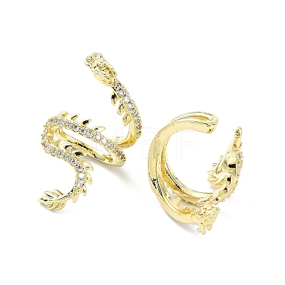 Rack Plating Brass Micro Pave Cubic Zirconia Cuff Earring EJEW-C086-16G-1