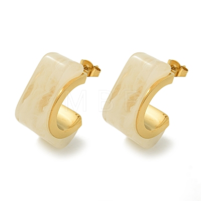 Ion Plating(IP) 304 Stainless Steel with Resin Stud Earrings EJEW-G400-01G-1