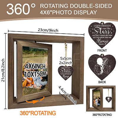 Double Sided Wooden Rotating Photo Frames with DIY Word Heart Charm DJEW-WH0076-005-1