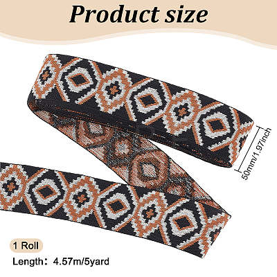 5 Yards Ethnic Style Embroidery Flat Polyester Elastic Rubber Cord/Band SRIB-FG0001-11A-1