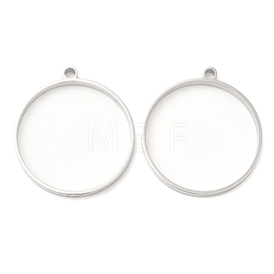 Non-Tarnish 304 Stainless Steel Open Back Bezel Flat Round Pendants STAS-Z040-04A-P-1