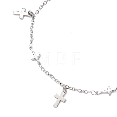 304 Stainless Steel Cross Link Chain Anklets AJEW-AN00739-01-1