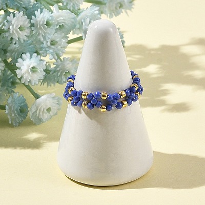 5 Colors Glass Finger Rings RJEW-MZ00035-1