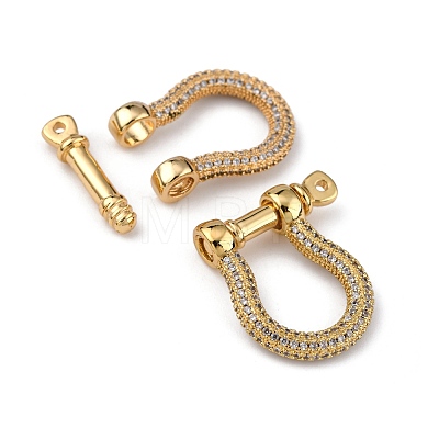 Brass Micro Pave Clear Cubic Zirconia D-Ring Anchor Shackle Clasps ZIRC-S066-052-NF-1