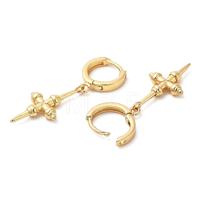 Rack Plating Brass Cross Hoop Earrings EJEW-D061-13G-1