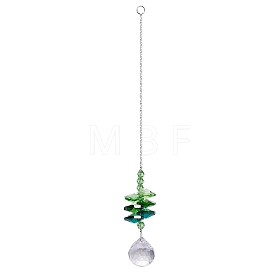 Glass Octagonal Beads Hanging Ornaments PW-WGDE37A-03-1