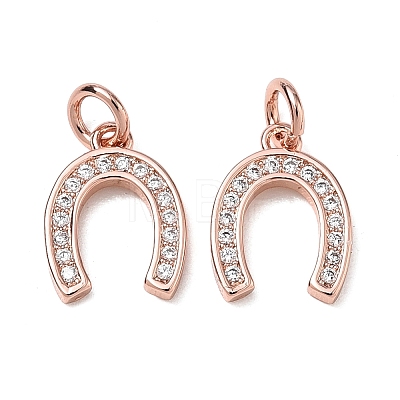 CZ Brass Micro Pave Cubic Zirconia Horse Shoe Charms ZIRC-L018-13RG-1