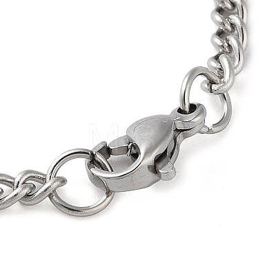 304 Stainless Steel Curb Chain Pendant Necklaces NJEW-H034-01P-1