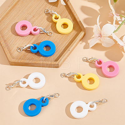 8Pcs 4 Colors Silicone Straw Pendants FIND-GO0003-51-1