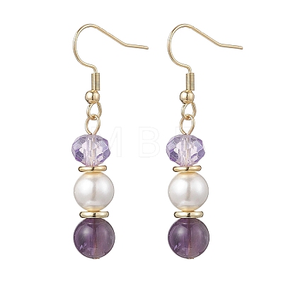 Round Natural Amethyst Dangle Earrings EJEW-JE06778-03-1