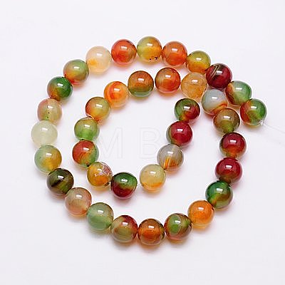 Natural Peacock Agate Beads Strands G-G444-10mm-02-1