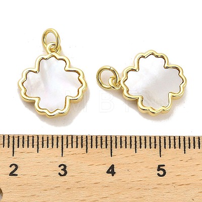 Brass Pave Shell Pendants KK-K365-08E-G-1