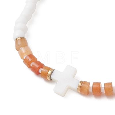 Natural Gemstone & Glass Seed Bead Stretch Bracelets BJEW-JB13306-1