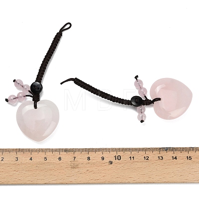 Heart Natural Rose Quartz Pendant Decorations G-K353-07E-1