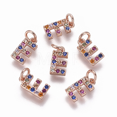 Brass Micro Pave Cubic Zirconia Charms ZIRC-L070-38E-RG-1