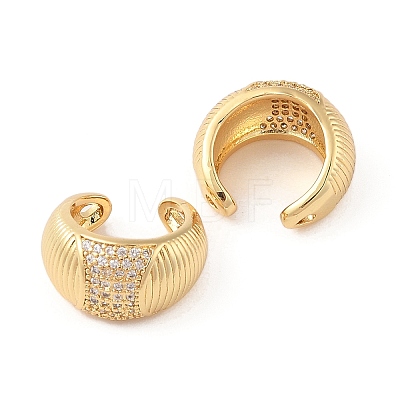 Rack Plating Brass Micro Pave Clear Cubic Zirconia Cuff Earrings for Women EJEW-G394-03G-1