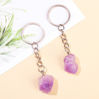 Raw Rough Natural Amethyst Cluster Keychains FIND-PW0017-08-1