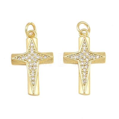 Brass Micro Pave Clear Cubic Zirconia Pendants CU-CBA48B8-01G-B-1