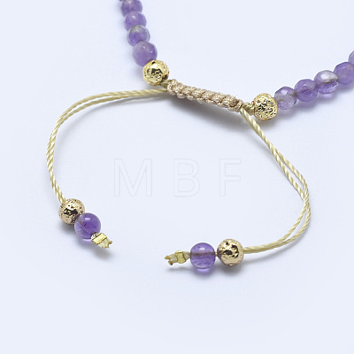 Natural Amethyst Braided Bead Bracelets BJEW-I258-H01-1